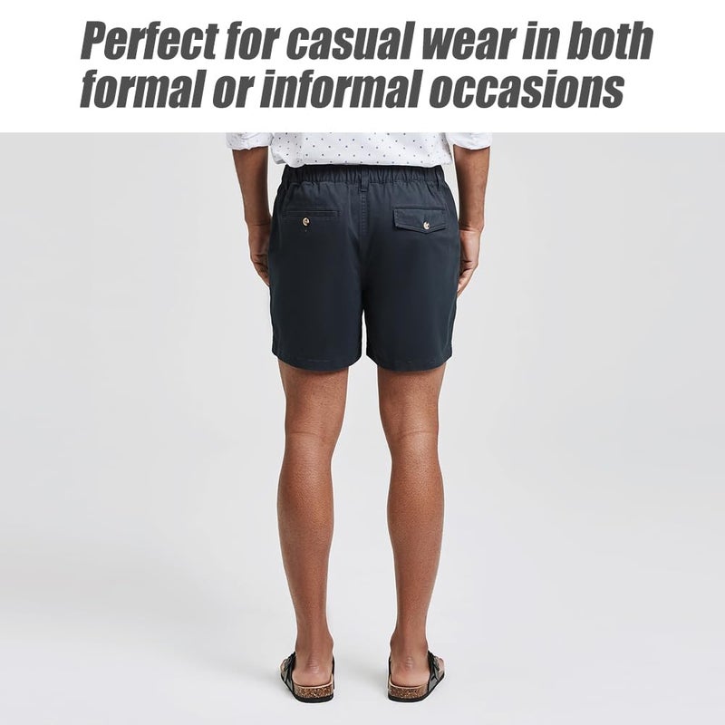 maamgic Men's Classic-fit 5.5" Cotton Casual Shorts Elastic Waistband with Multi-Pocket Daily Wear Walking Summer Outfit Navy 32 - Image 3